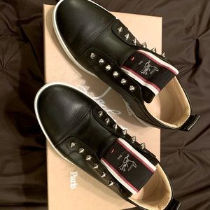 Authentic Black Leather Christian Louboutin F.a.v. Sneakers, 39.5